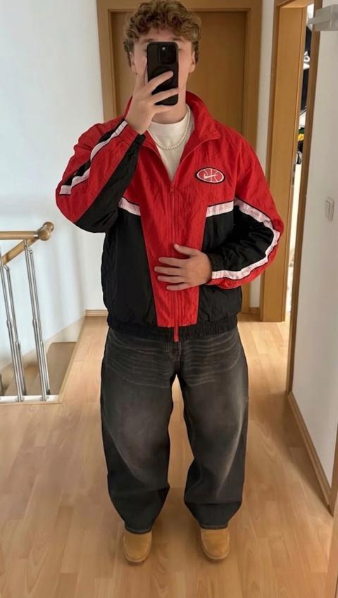 Nike Vintage Nike Basketball Windbreaker Track Jacket Rot/Schwarz – Gr. L Size L