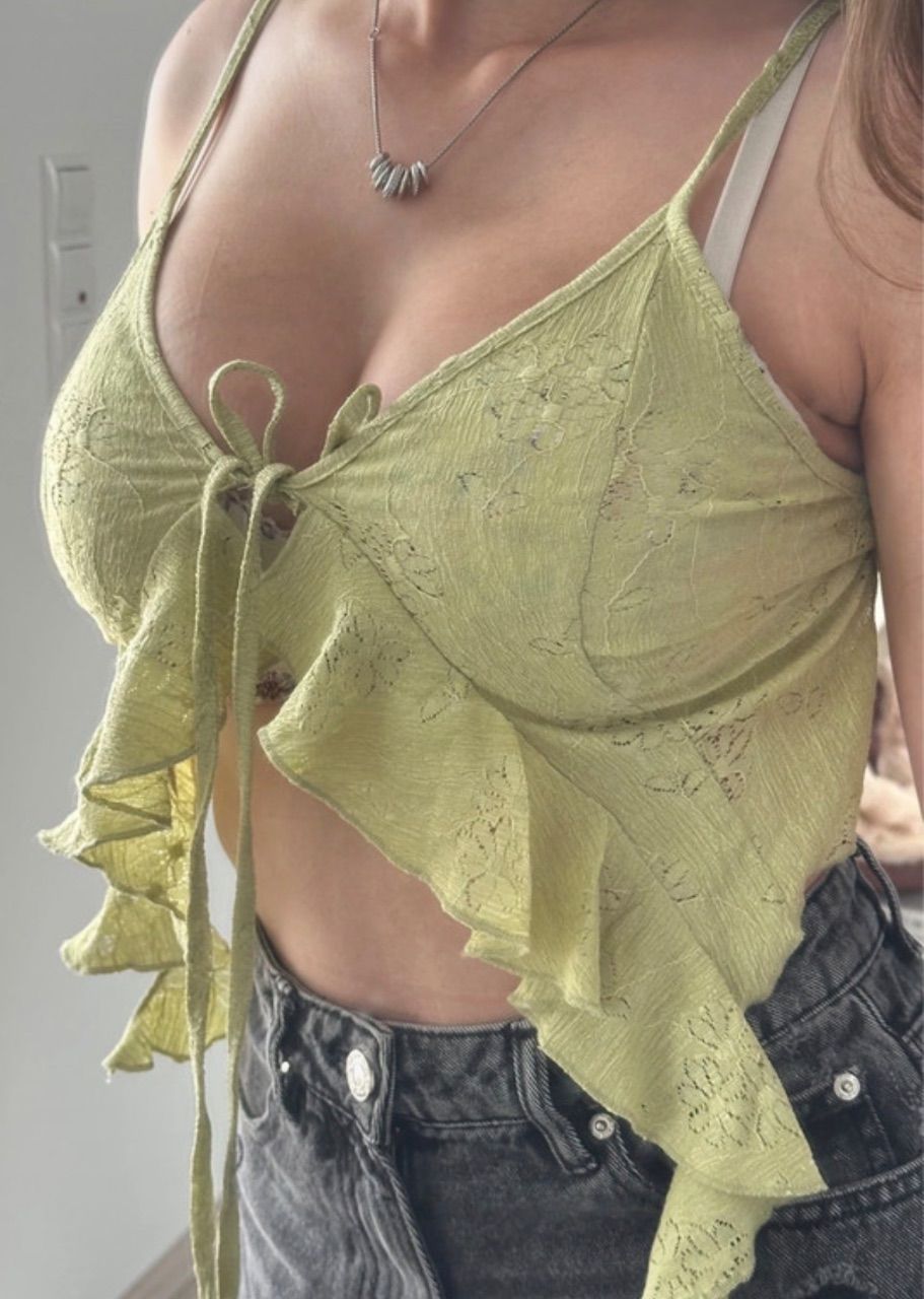 No brand Ruffled Top Grün Size S