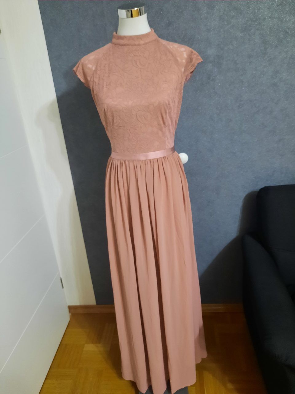 Miusol Kleid / Abendkleid mit Spitze Gr. L altrosa  Size L