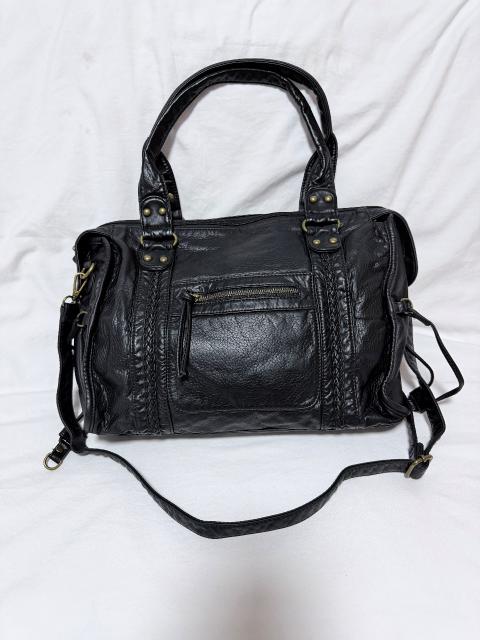 Vintage Schwarze Y2K Bag mit Flechtdetails | groß & geräumig
