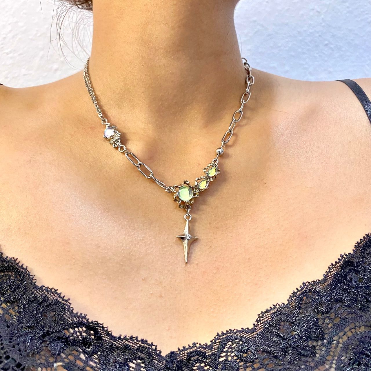 Opal Star Necklace Retro Vintage Rare Y2K
