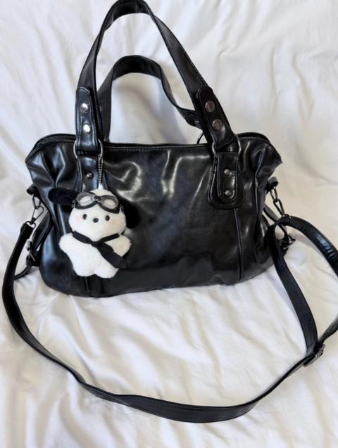Vintage Große schwarze Y2K Uni Schule Tasche