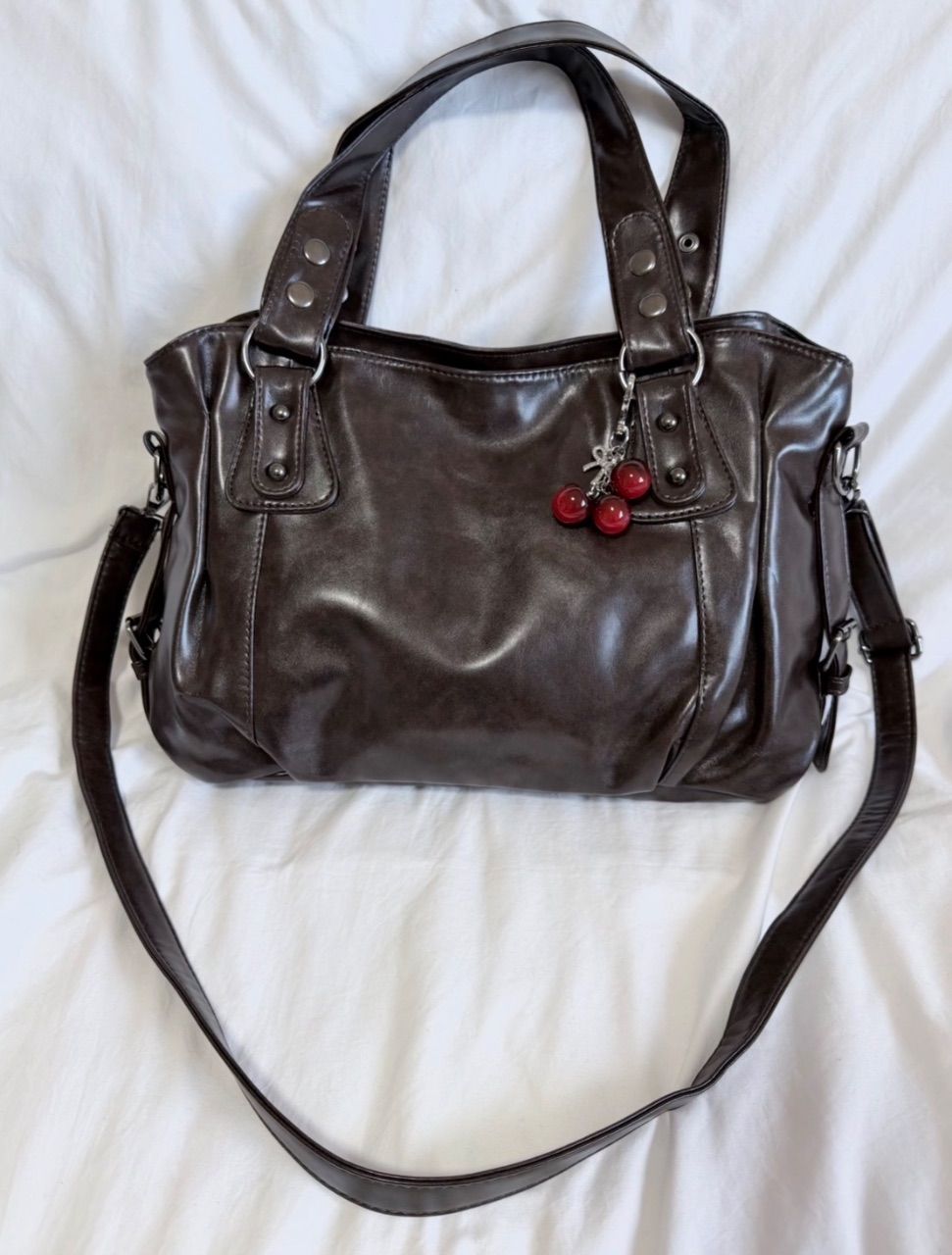 Vintage Große braune Y2K Uni Schule Tasche