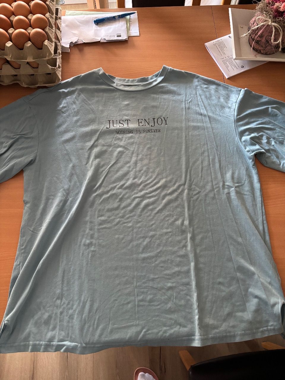 Shein Blaues T-Shirt mit Schrift  Size XL