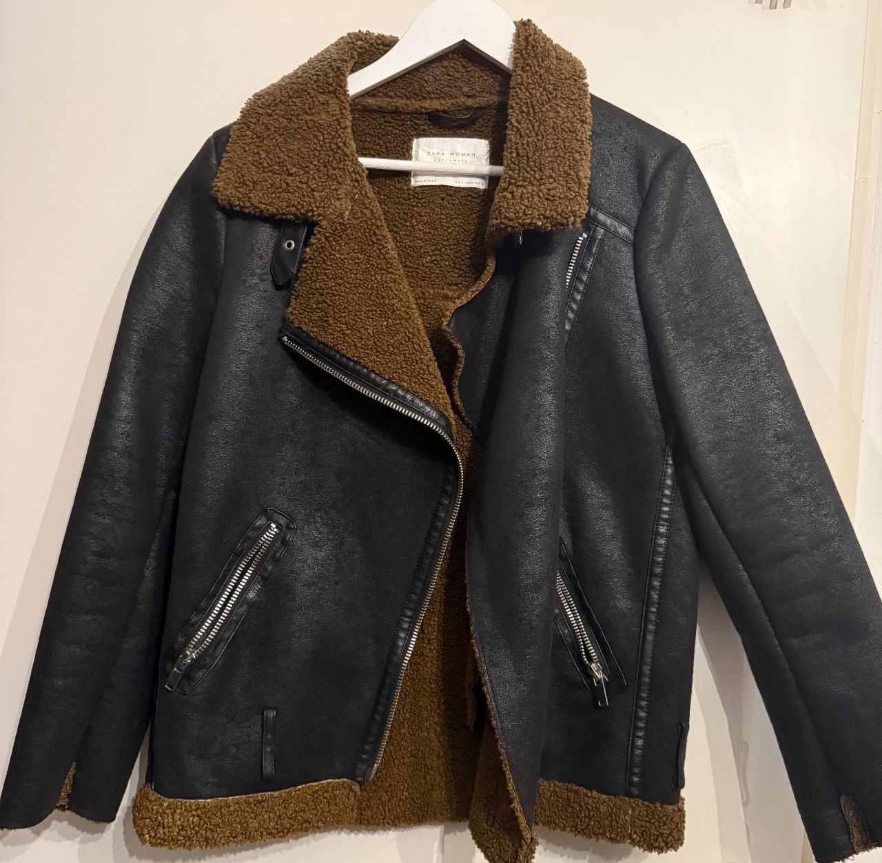 Zara Bikerjacke mit Teddyfell 🖤🤎 Size S