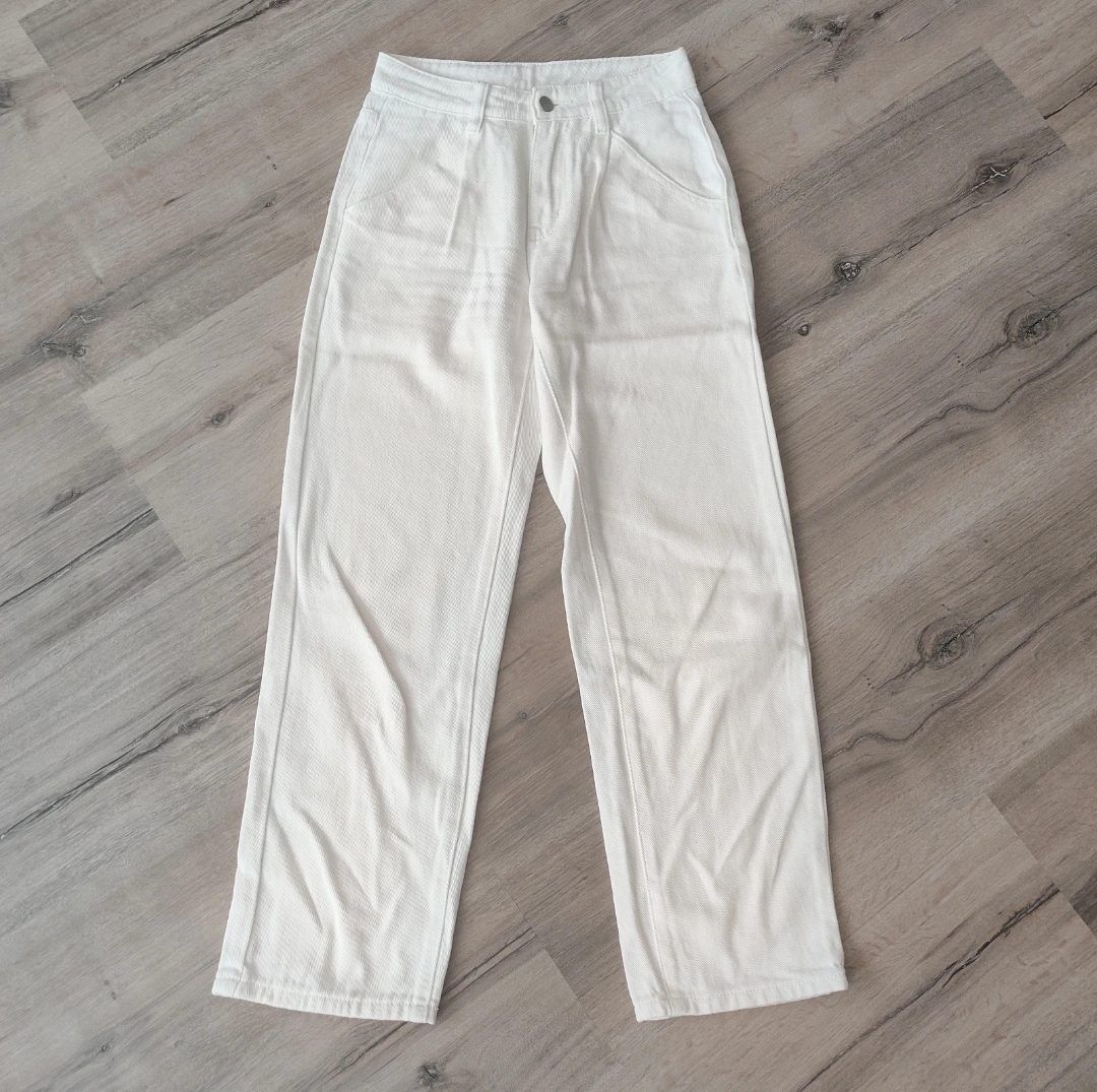Shein Petite Shein Petite Weiße Wide Leg Jeans / Hose | High Waist | 100% Baumwolle Size XXS
