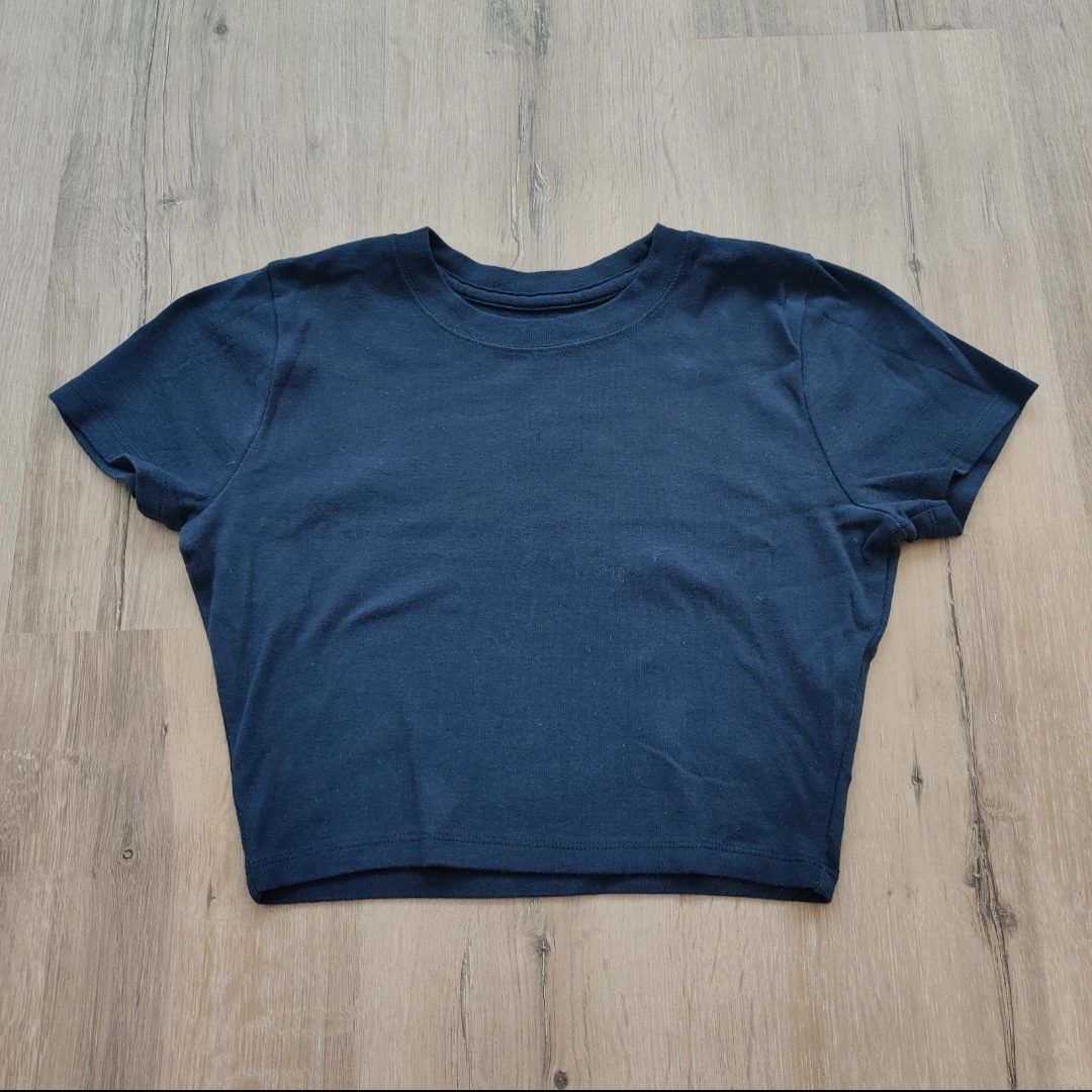 Hollister Abercrombie Hollister Baby Tee Crop T-Shirt Dunkelblau Navy 100% Baumwolle Size S