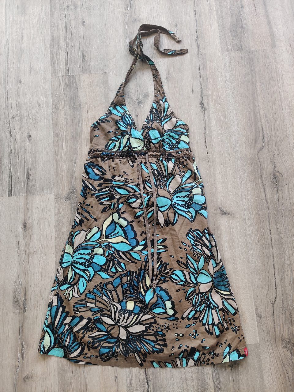 edc by Esprit edc by Esprit Neckholder-Kleid  Sommerkleid 100% Baumwolle Braun Blau Floral Size XS