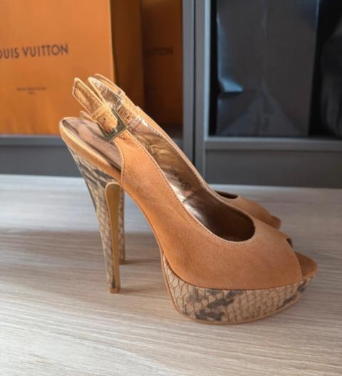 Primark Primark High Heels / Slingback Pumps – Gr. 39 – Braun/Beige Size 39