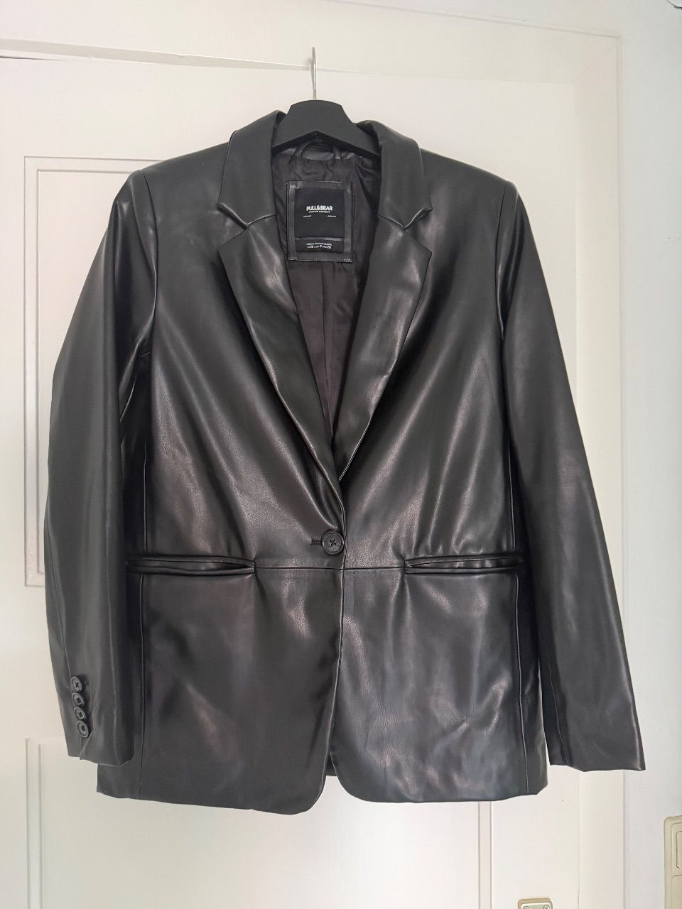 Pull & Bear Lederblazer in schwarz  Size S