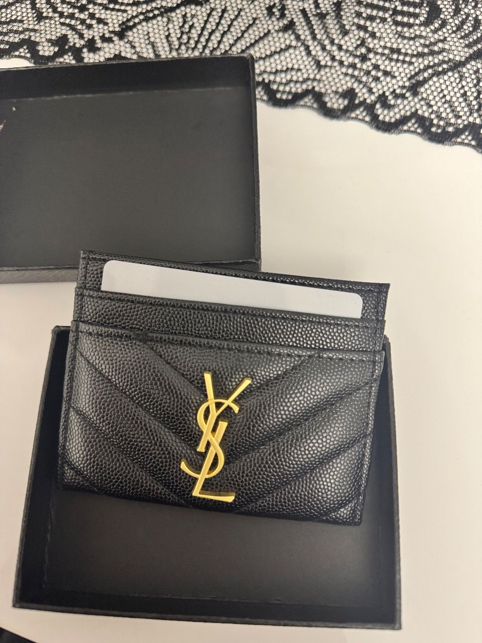Ohne Marke Geldbeutel Leder Schwarz mit Logo