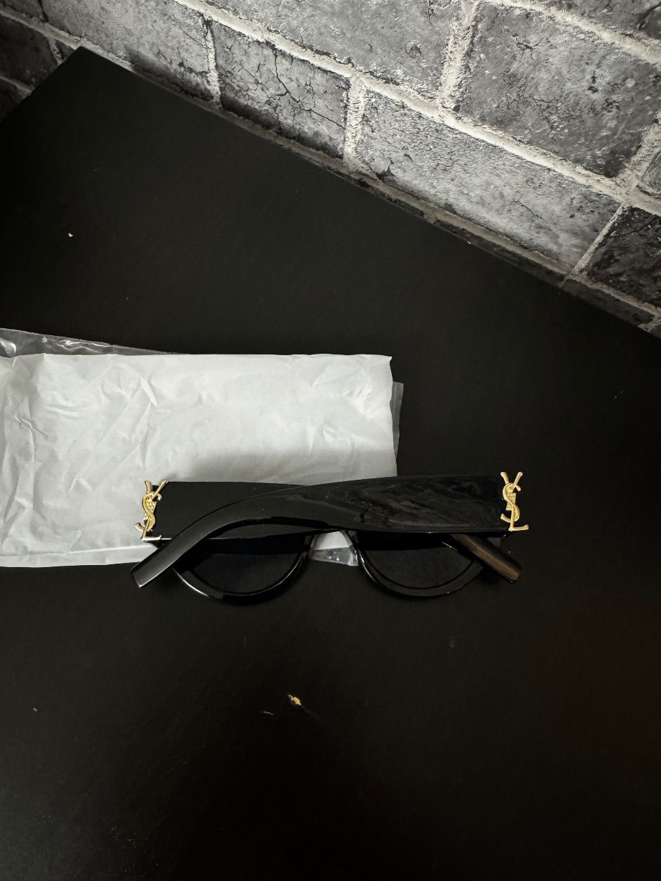 Ohne Marke Damen Sonnenbrille Cat Eye Schwarz getönt Logo mit Etui