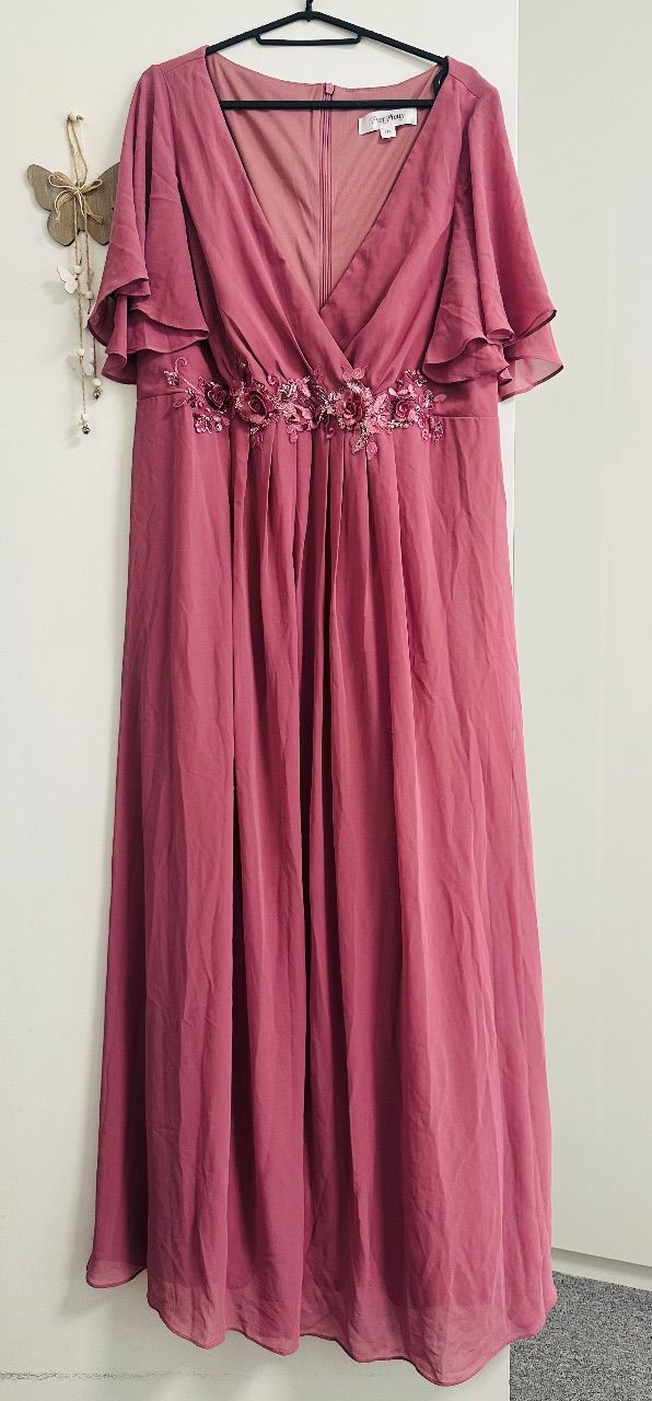 Ever Pretty  Abendkleid Lang Pink mit Blumenmuster Size XL
