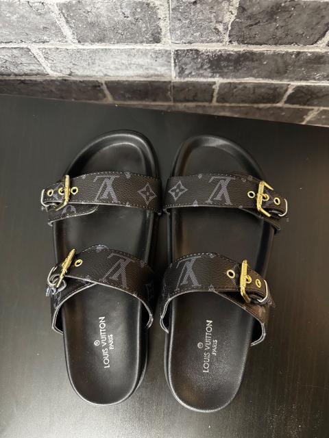 Ohne Marke Elegante Slipper Schwarz mit LV Monogramm Size 39
