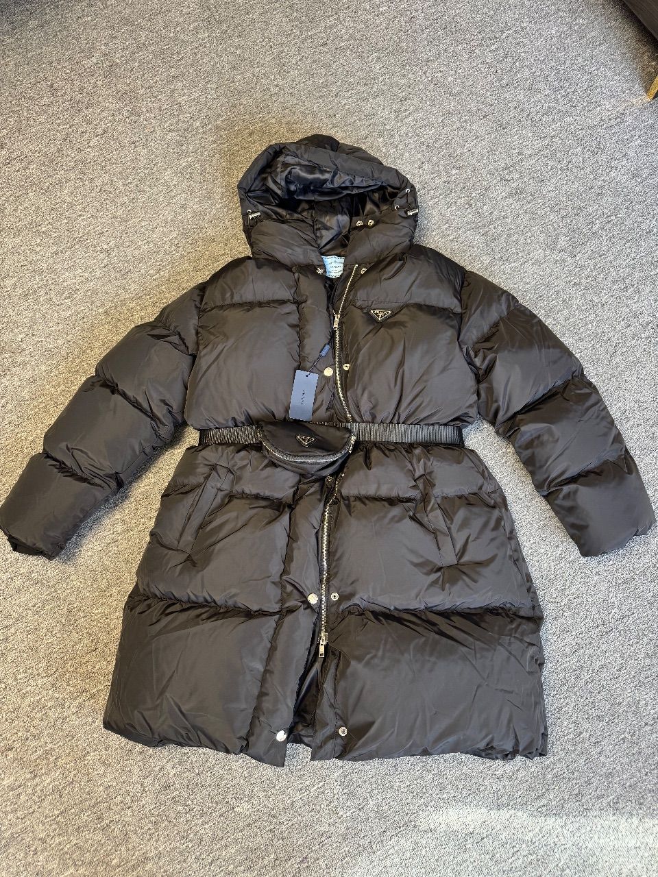 Ohne Marke Damen Daunenjacke Puffer Schwarz mit Bauchtasche Size L