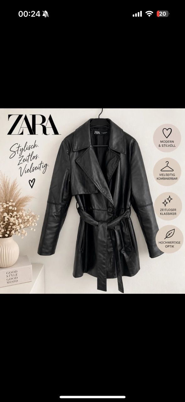 Zara  Kunstleder Trenchcoat  Size M