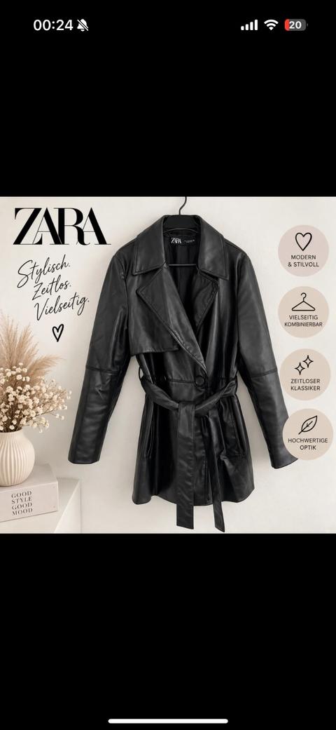 Zara Kunstleder Trenchcoat Size M