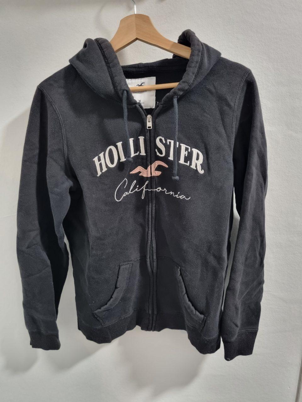 Schwarze Hollister Logo Sweatjacke