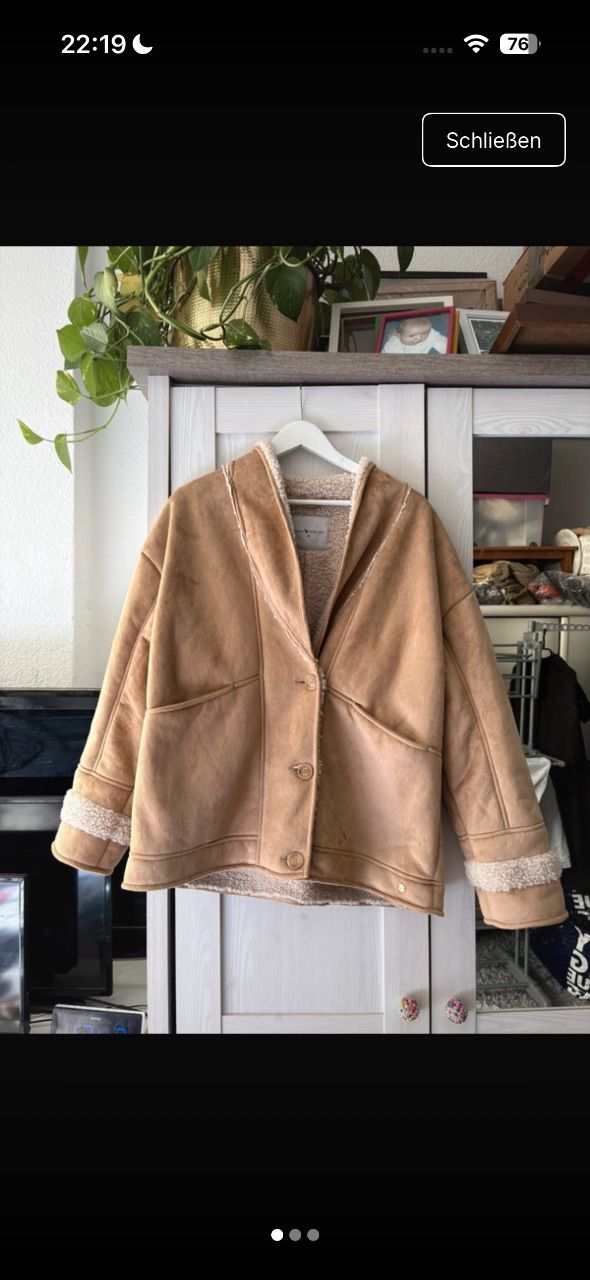 Jonas nielsen Jonas Nielsen Teddyfell-Jacke / Pilotenjacke Gr. 46 - Kamelbraun / Beige mit She Size XXXL