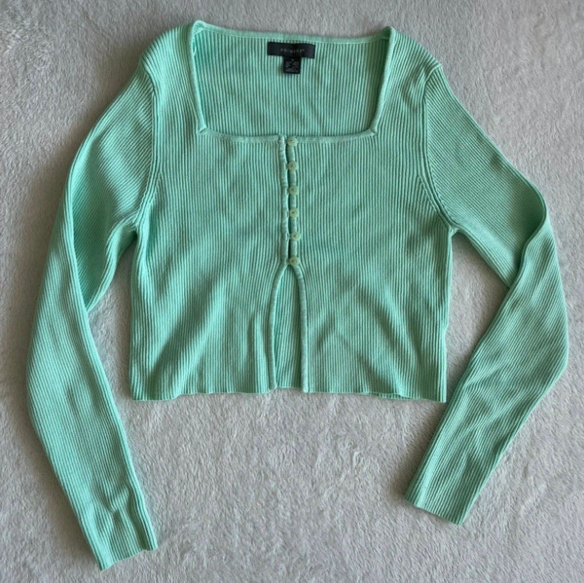 Primark Rippstrick Pullover mit viereckigem Ausschnitt Size 38