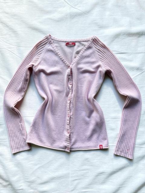 Edc edc Strickjacke Rosa Y2K Cardigan Damen Vintage 2000er V Ausschnitt Knopfleiste Size XS