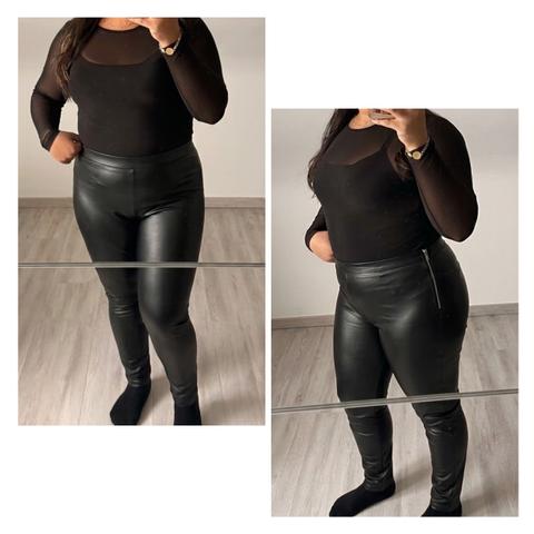 Shein High Waist Lederleggings mit Seitlichem Reißverschluss | XL Size XL