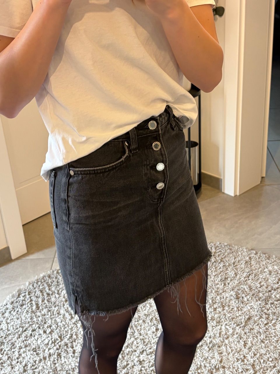 H&M H&M Jeansrock dunkelgrau Fransen XS Size XS