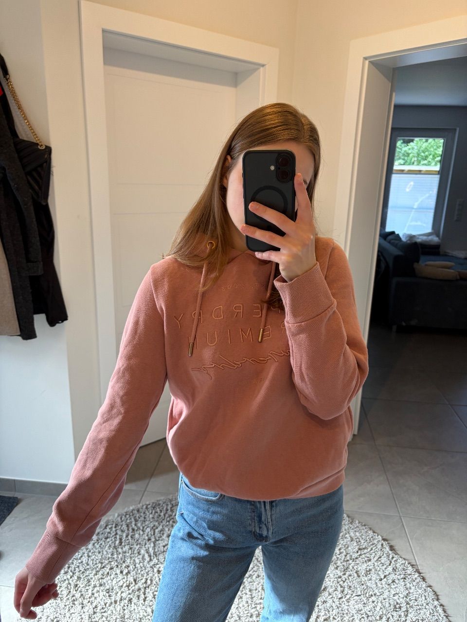 SuperDry  SuperDry Hoodie/Pullover rosa mit Kapuze Size S