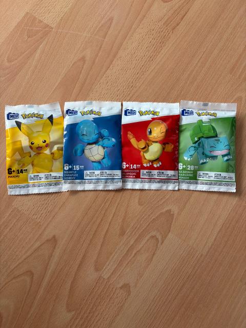 Mega/Lego Pokémon 4er Set - Pikachu, Bisasam, Schiggy, Glumanda- Neu und OVP