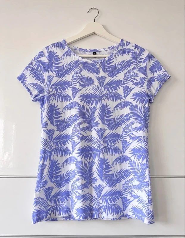 pepco Pep&Co T-Shirt Weiß Lila Palmenmuster NEU mit Etikett Gr. M Size M