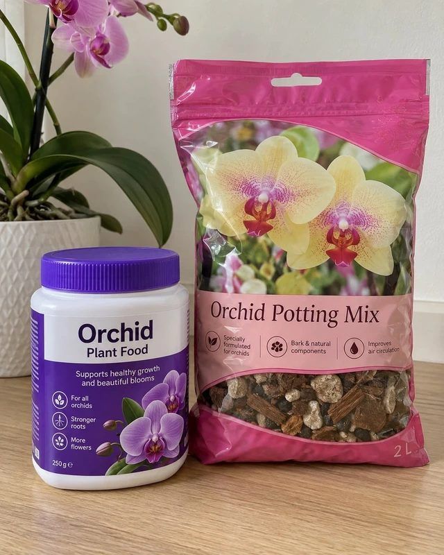 Orchideen-Set für Umtopfen - Premium | Orchideenerde 2L | Orchideendünger 350G