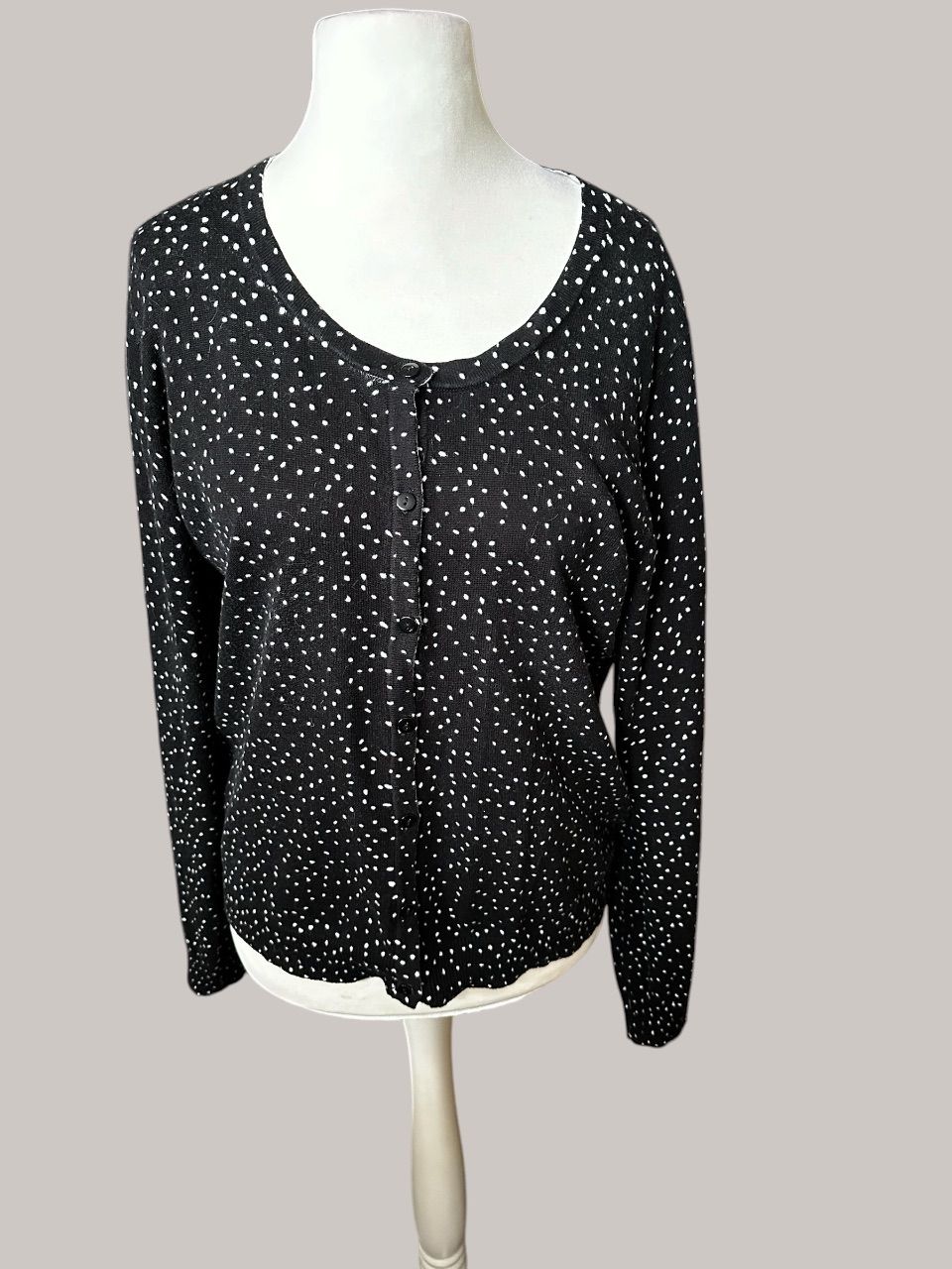 H&M H&M Strickjacke L schwarz weiß gepunktet Cardigan Size L