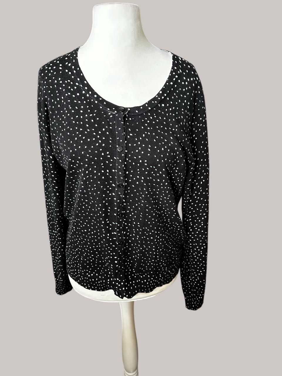 H&M Strickjacke L schwarz weiß gepunktet Cardigan