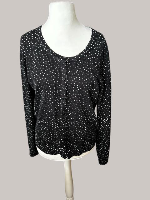 H&M Strickjacke L schwarz weiß gepunktet Cardigan