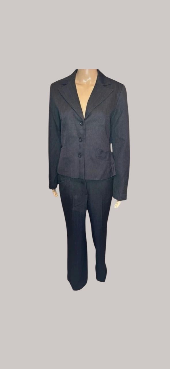 Laura Scott Laura Scott Hosenanzug Gr. 38 Anthrazit Nadelstreifen Blazer und Hose Size M