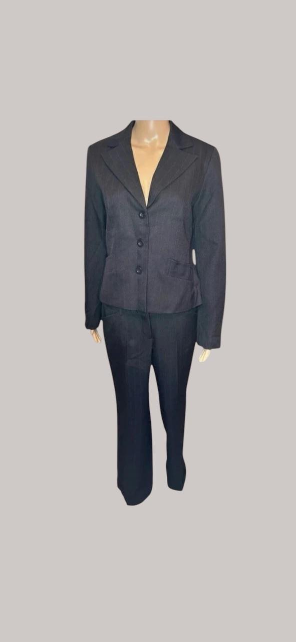 Laura Scott Hosenanzug Gr. 38 Anthrazit Nadelstreifen Blazer und Hose