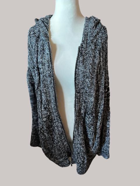 H&M H&M Divided Damen Strickjacke Gr. L Grau Schwarz mit Kapuze Size L