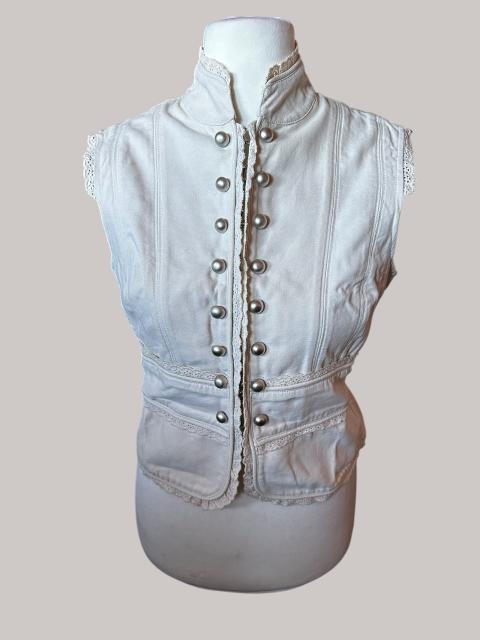 Damenweste Cremeweiß/Beige Gr. 40 Spitze Metallknöpfe Size L