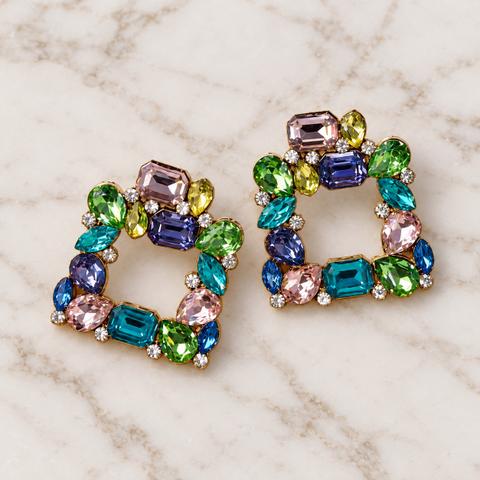 Bijou Brigitte Bijou Brigitte Statement Ohrringe Neu – Multicolor Strass – Bunt – Gold – Glamou