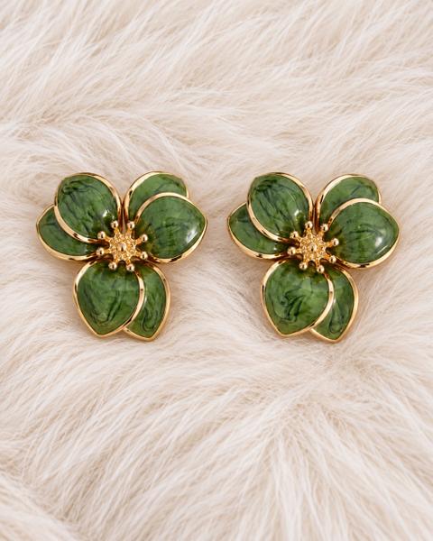 Bijou Brigitte Bijou Brigitte Statement Ohrringe 3D grün Gold neu