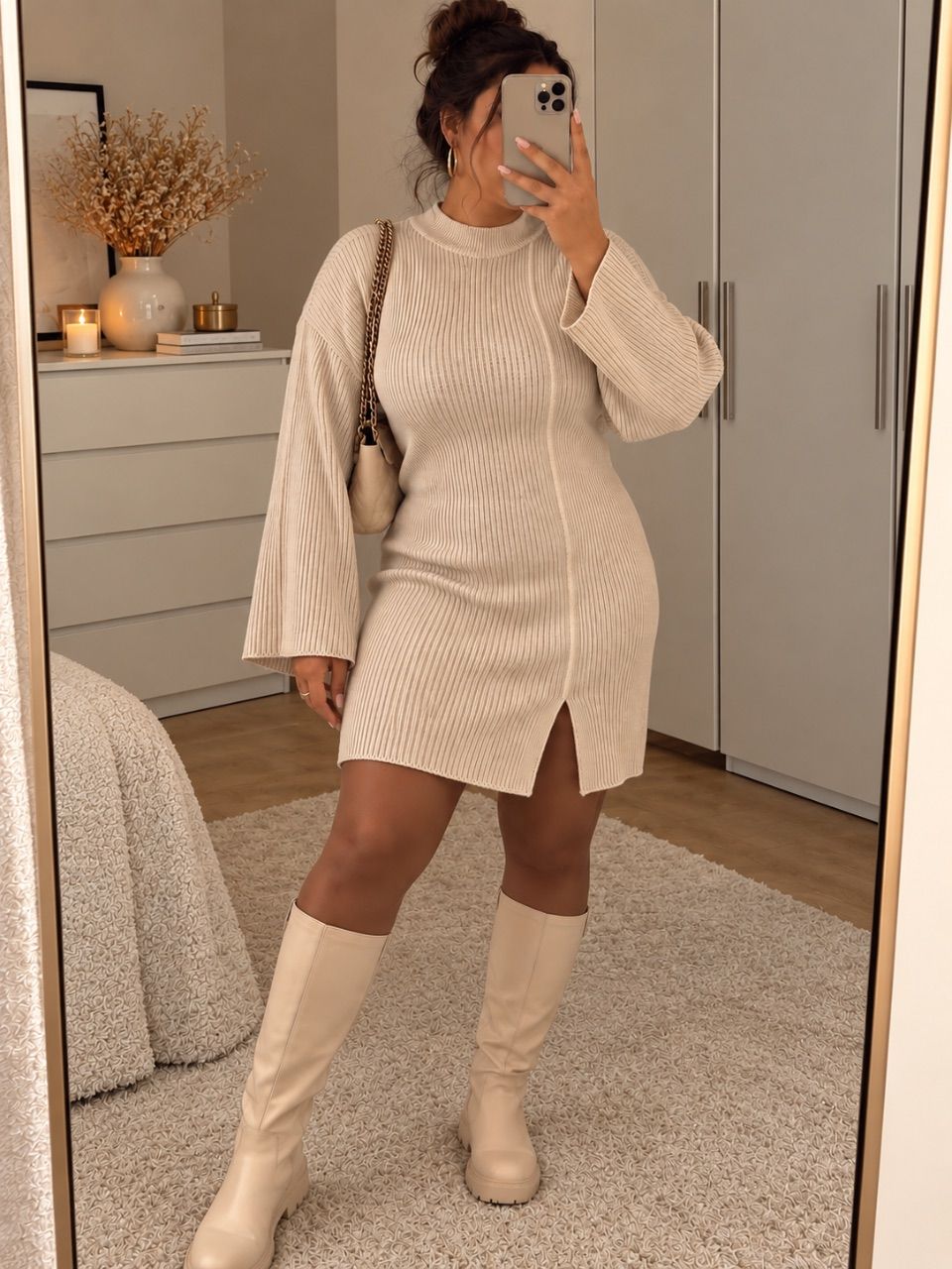 Bonbrix Bonprix Strickkleid Gr 42/44 Creme – neu mit Etikett – Herbstlook Size 42