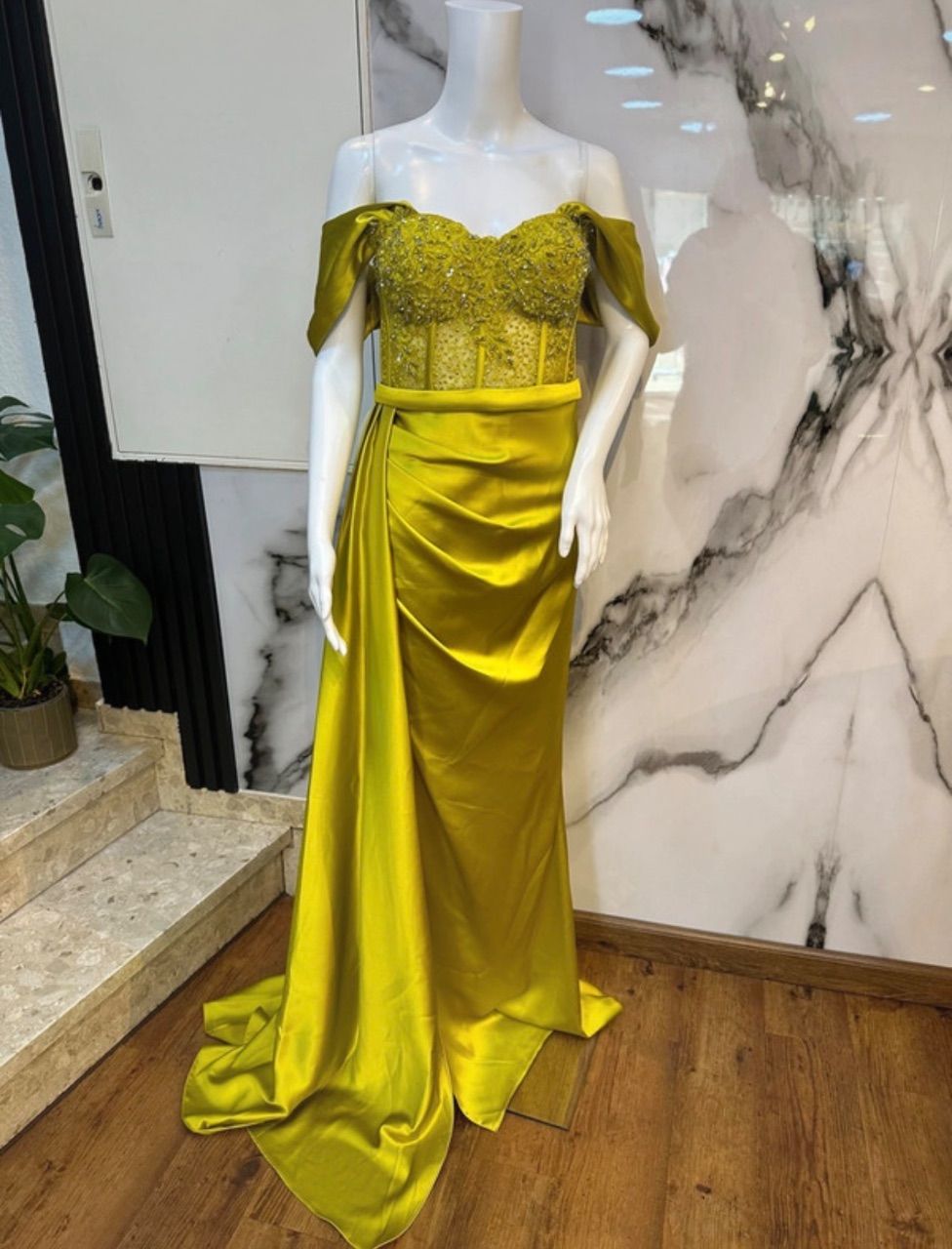 Ohne Marke Lemon Green Damen Abendkleid neu mit Etikett Gr.36 Size S