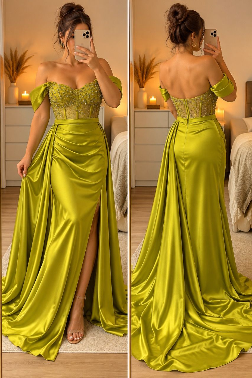 Sibel Aydin Damen Abendkleid Lemon Green Neu und ungetragen mit Etikett Gr. 36 Size S
