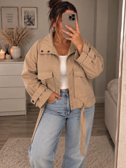Bonprix Bonprix Übergangsjacke Gr 48 Beige – Oversize – Utility Style – Herbstjacke Size 48