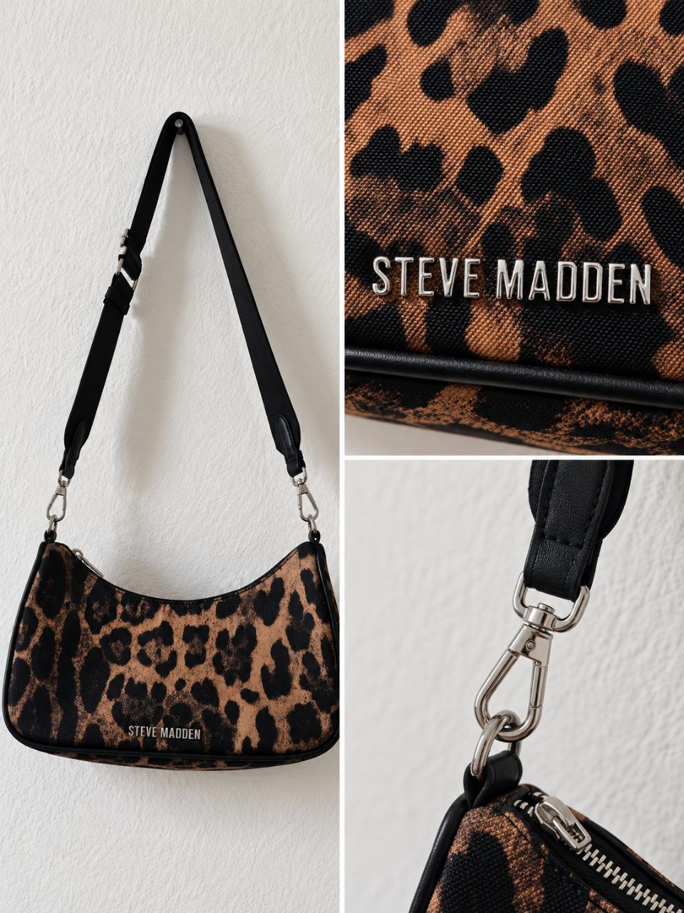 Steve Madden Schultertasche Leo Print – Leopardenmuster Handtasche Y2K Vintage S
