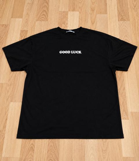New Yorker Schwarzes Oversize T-Shirt Gr. M – Good Luck Print mit Würfeln & Herzen – Vintag Size M