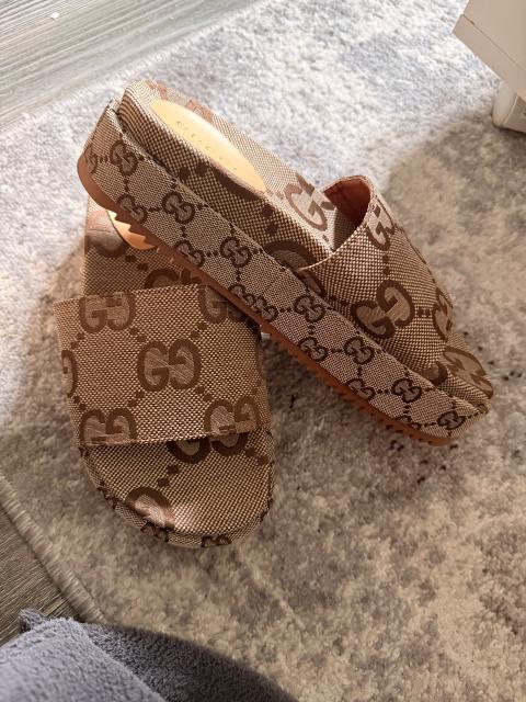 Gucci GUCCI Dionysus Slides – Beige/Ebony GG Canvas – Neu! Size 38