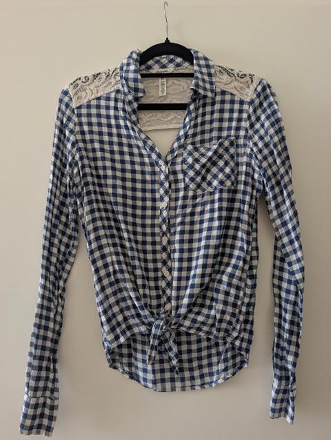 Ohne Marke Aeropostale Bluse mit Spitze blau weiß XS Size XS