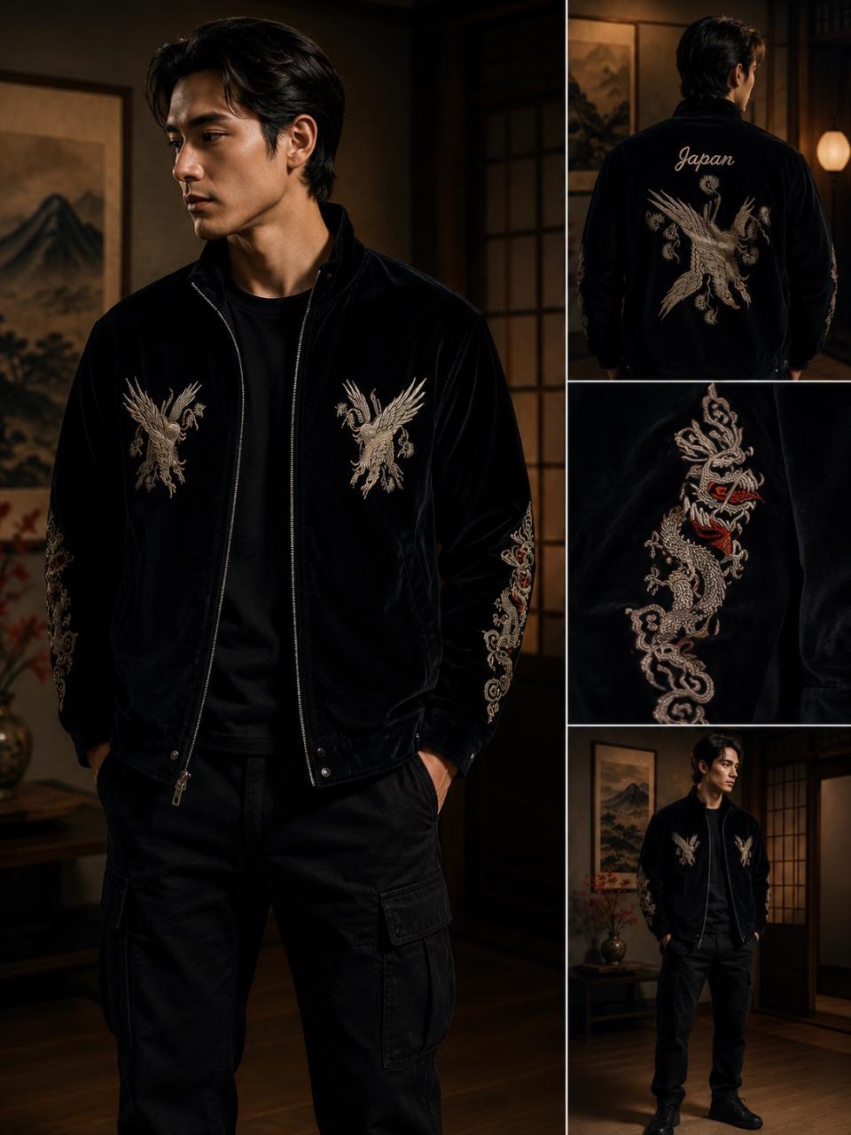 Seltene Japan-Style Jacke mit auffälligen Stickereien