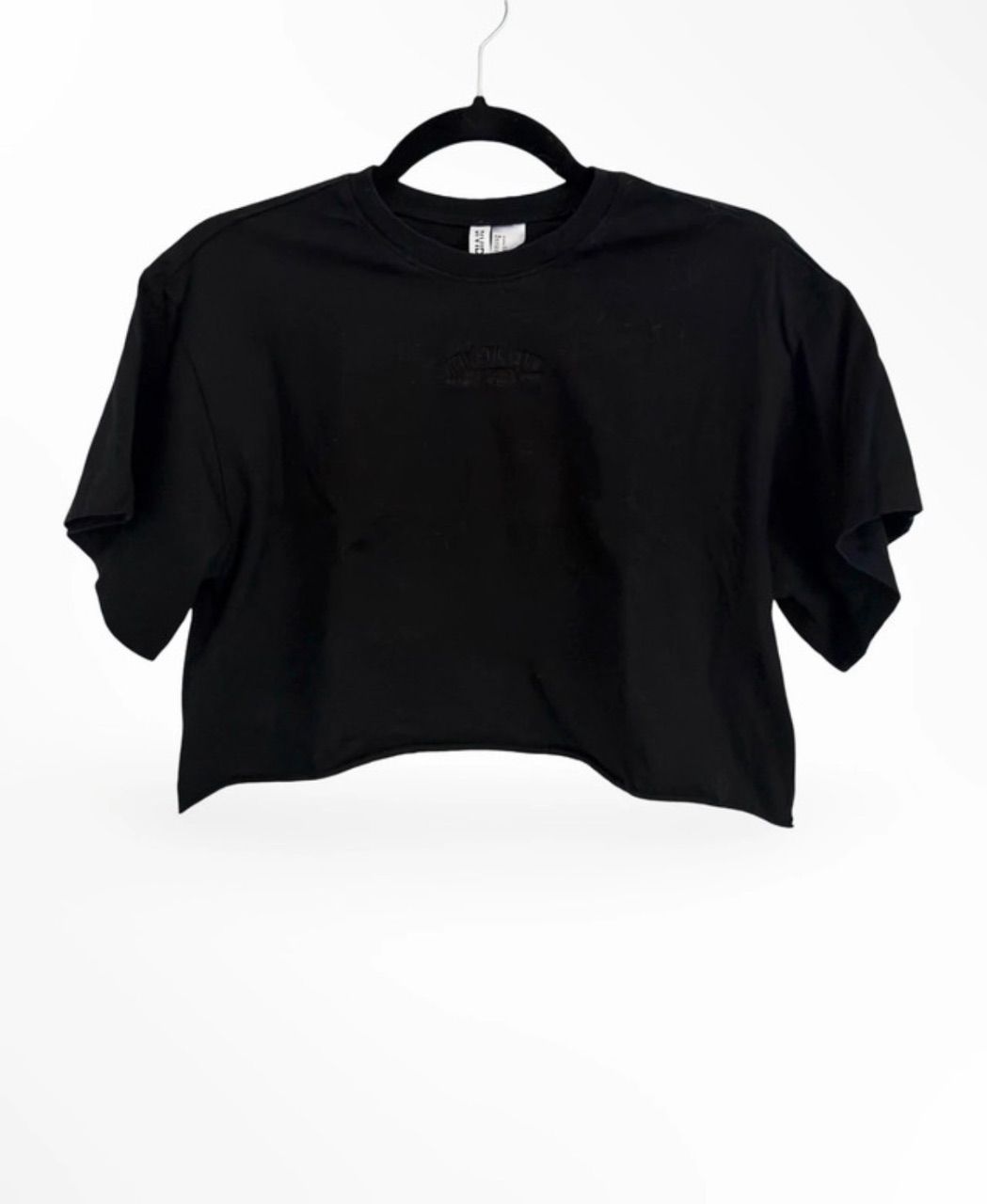 H&M Oversize Crop T-Shirt Damen S/36 Schwarz Boxy Fit Cropped Basic H&M Divided Size S